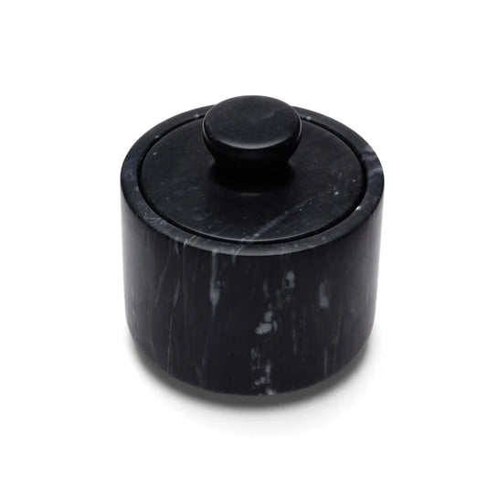 Lidded Black Marble Salt Cellar