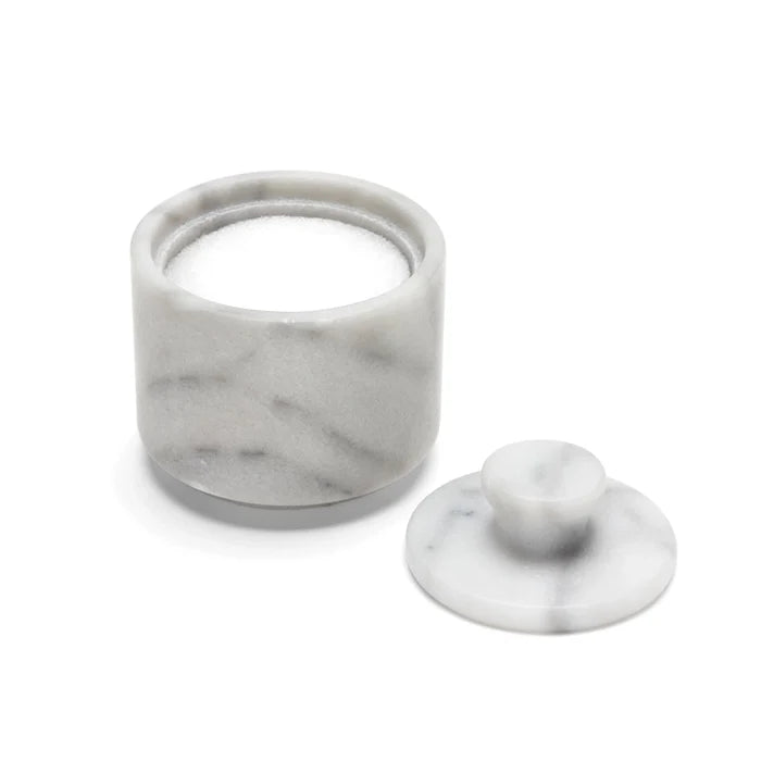 Lidded White Marble Salt Cellar