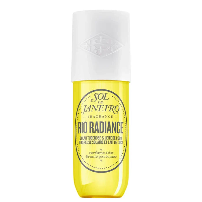 Limited edition Sol de Janeiro Rio Radiance Perfume Mist in 240ml bottle, featuring vibrant packaging and tropical fragrance.