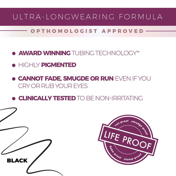 Liquid Eyeliner - Black | Blinc ultra-longwearing formula with award-winning tubing technology, highly pigmented, smudge-proof, fade-resistant, and clinically tested for non-irritating wear.