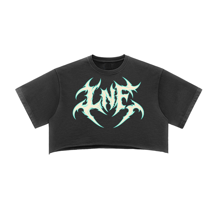 LNF Snow Washed Raw Edge Crop Top