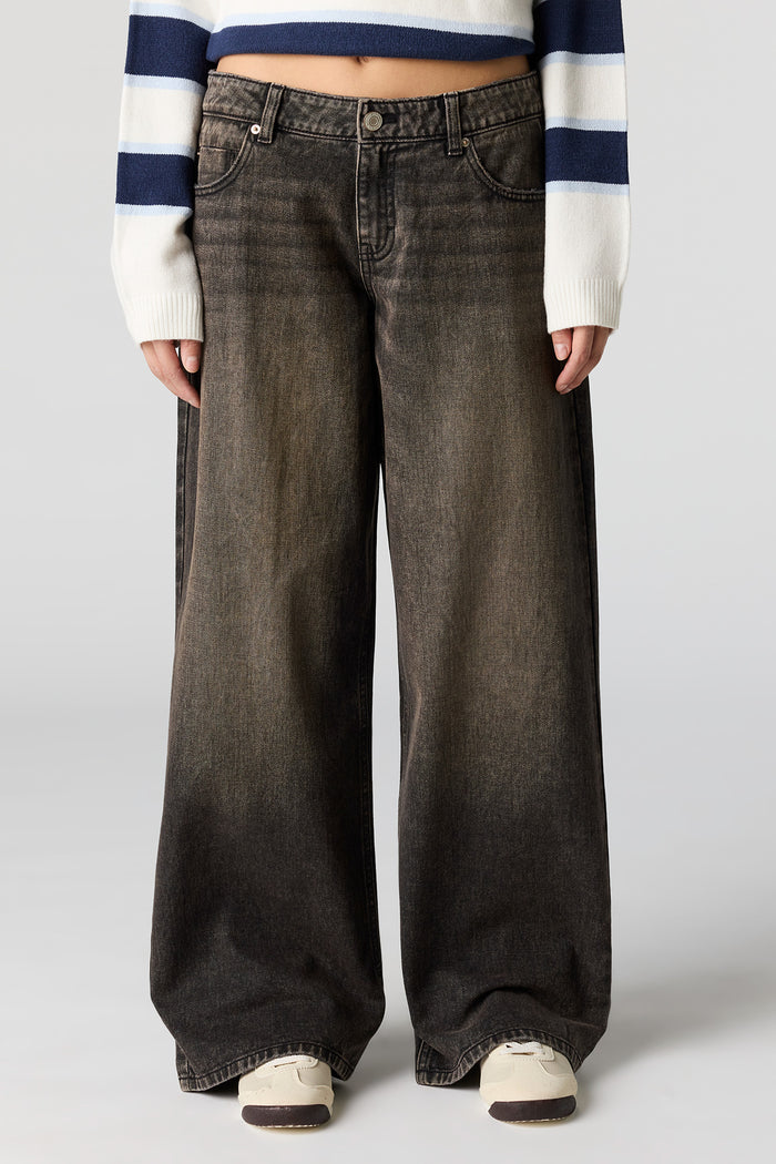 London Low Rise Super Baggy Black Jean