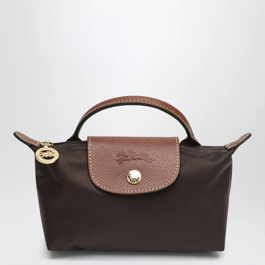 Longchamp - Le Pliage Original Pebble clutch bag moka Brand U