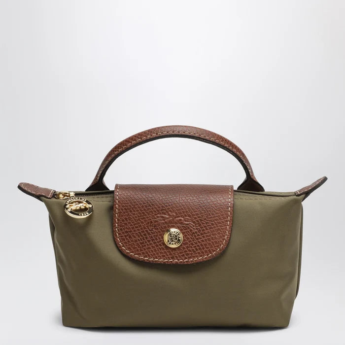Longchamp - Le Pliage Original Pebble clutch bag olive