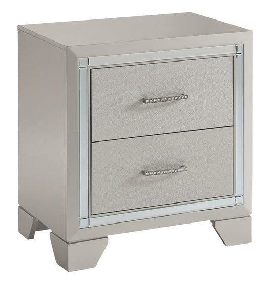 Lonnix B410-92 Silver Finish Two Drawer Night Stand