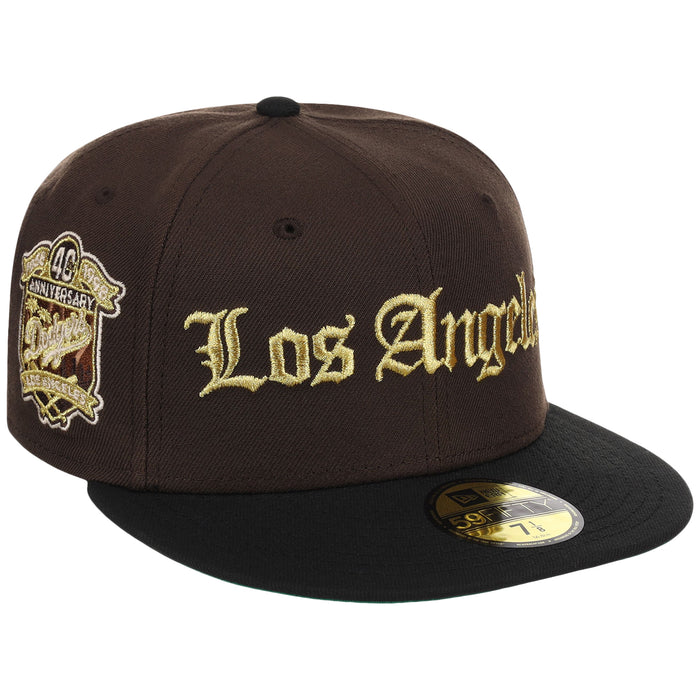 Los Angeles Dodgers MLB Gothic Script New Era 59FIFTY (Walnut/Black)