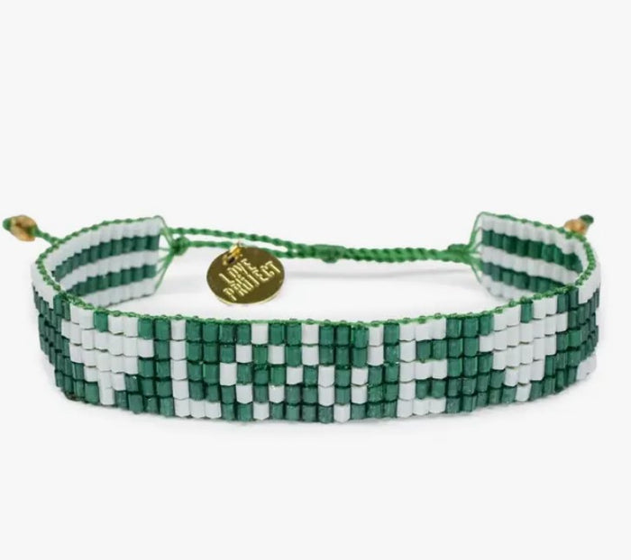 Seed Bead:Green/White