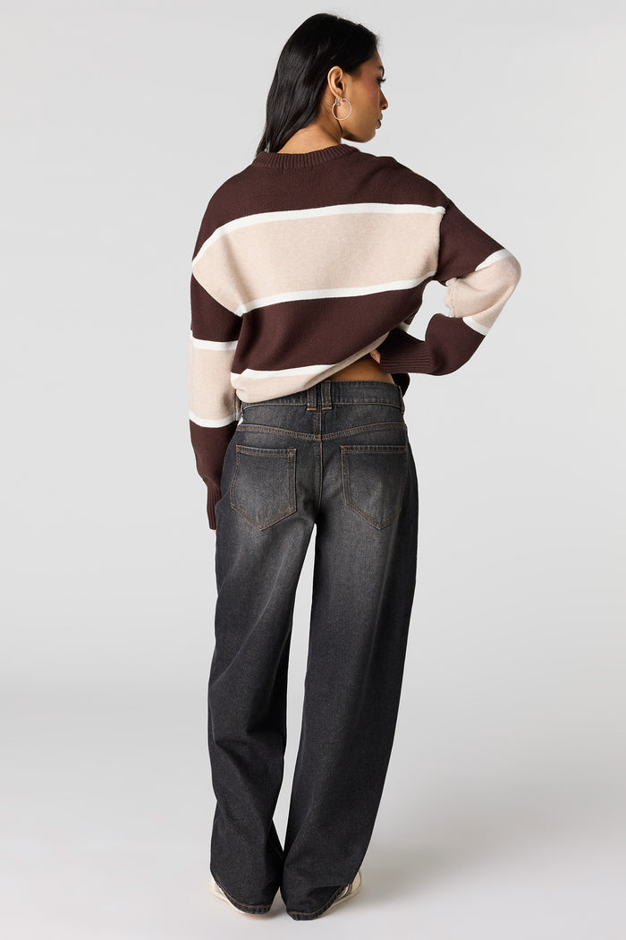 Low Rise Barrel Washed Black Jean