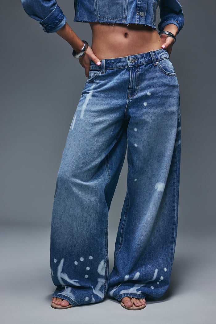 Low Rise Paint Splatter Baggy Jean
