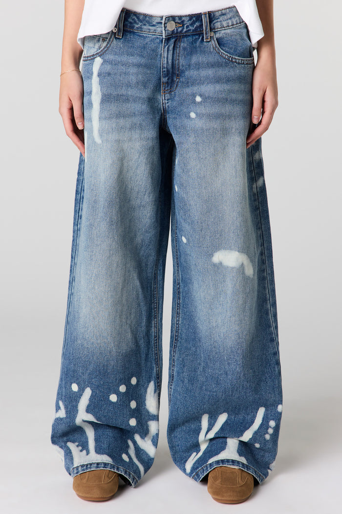 Low Rise Paint Splatter Baggy Jean