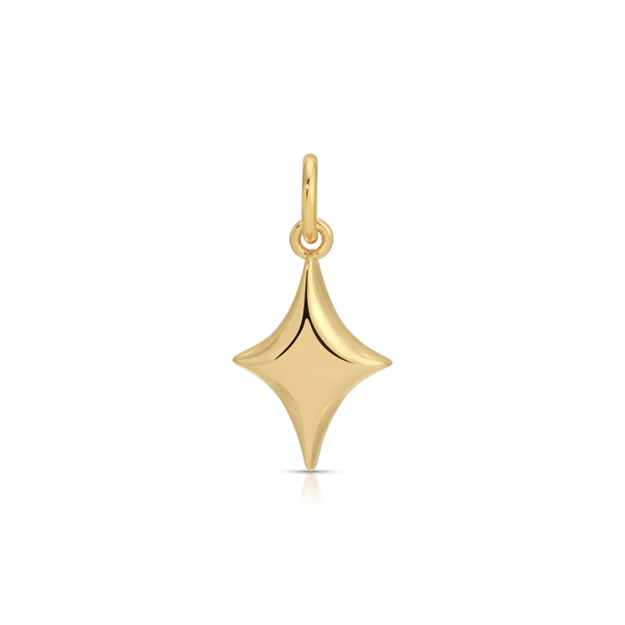 Gold star drop charm pendant with top bail loop