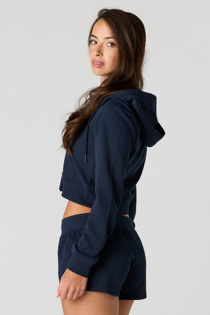 Luxe French Terry 2 Way Zip-Up Cropped Hoodie
