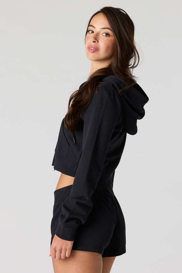 Luxe French Terry 2 Way Zip-Up Cropped Hoodie