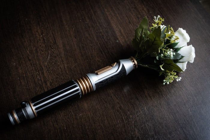 Star Wars Inspired Bridal Bouquet Holder | Wedding Bouquet Mace Windu Lightsaber Holder | star wars wedding - 3DPrintProps