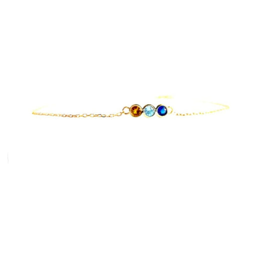 March birthstone bracelet in gold-plated sterling silver with citrine, aquamarine and lab-created sapphire