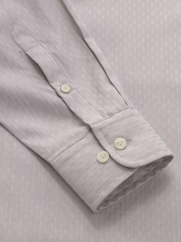 Marchetti Light Grey Solid Full Sleeve Single Cuff Tailored Fit Classic Formal Cotton Shirt
