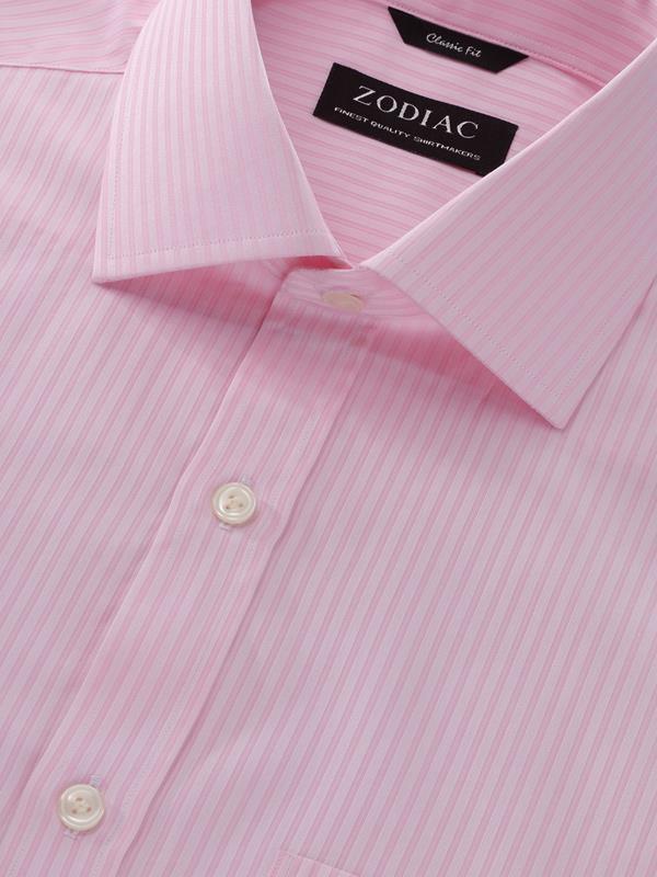 Marchetti Pink Striped Full Sleeve Double Cuff Classic Fit Classic Formal Cotton Shirt