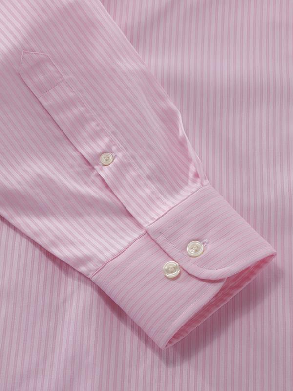 Marchetti Pink Striped Full Sleeve Double Cuff Classic Fit Classic Formal Cotton Shirt