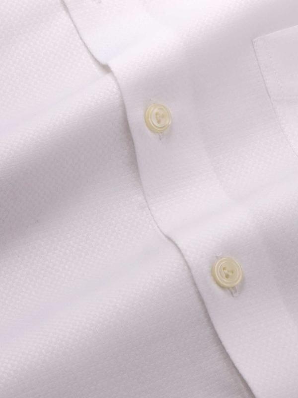 Marchetti White Solid Full Sleeve Single Cuff Tailored Fit Classic Formal Cotton Shirt