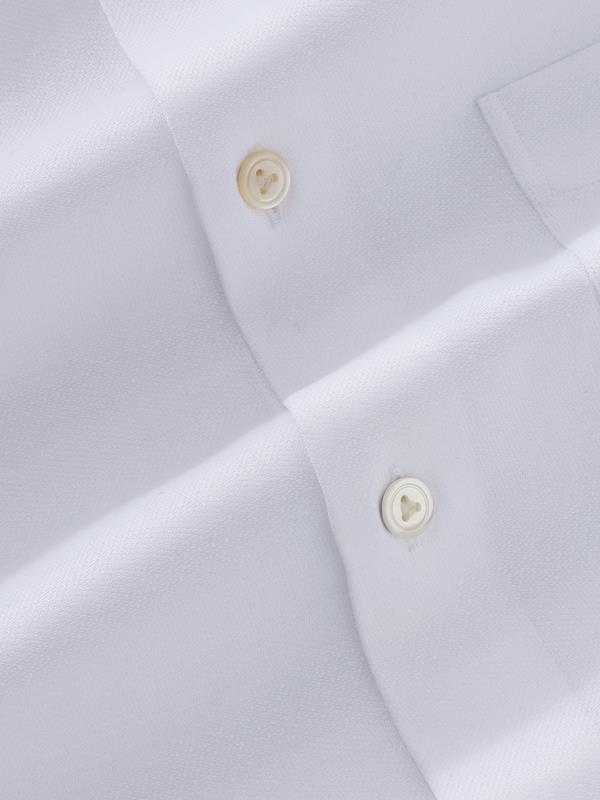 Marinetti White Solid Full Sleeve Single Cuff Tailored Fit Classic Formal Two Ply Mercerized Cotton Shirt