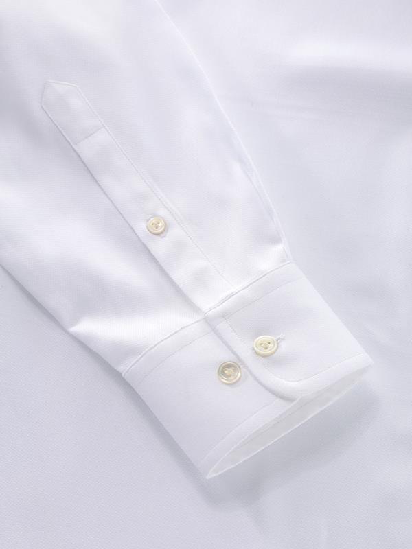 Marinetti White Solid Full Sleeve Single Cuff Tailored Fit Classic Formal Two Ply Mercerized Cotton Shirt
