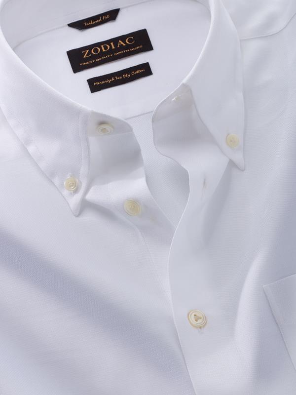 Marinetti White Solid Full Sleeve Single Cuff Tailored Fit Classic Formal Two Ply Mercerized Cotton Shirt