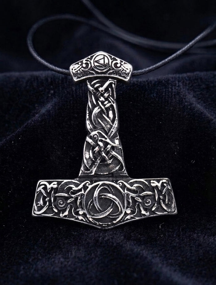 vkngjewelry Pendant Thor's Hammer With Triquetra 316L Large Pendant