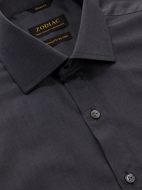 Marzeno Dark Grey Solid Full Sleeve Classic Fit Semi Formal Dark Two Ply Mercerized Cotton Shirt