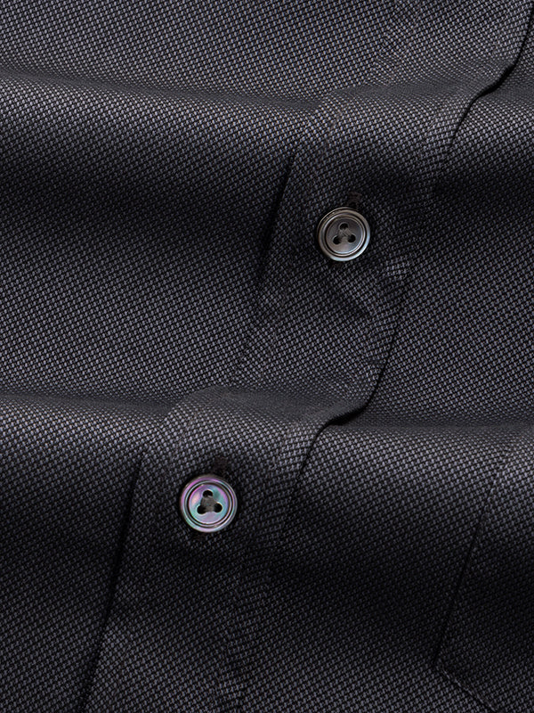 Marzeno Dark Grey Solid Full Sleeve Classic Fit Semi Formal Dark Two Ply Mercerized Cotton Shirt