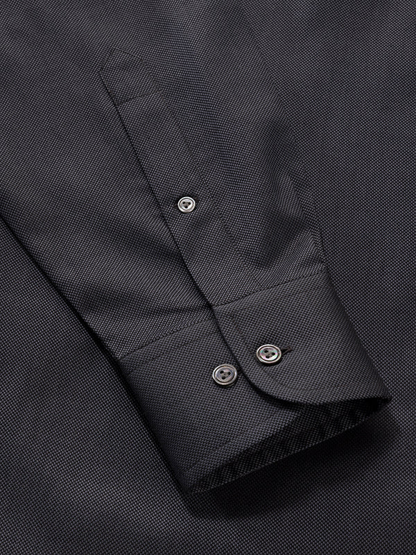 Marzeno Dark Grey Solid Full Sleeve Classic Fit Semi Formal Dark Two Ply Mercerized Cotton Shirt