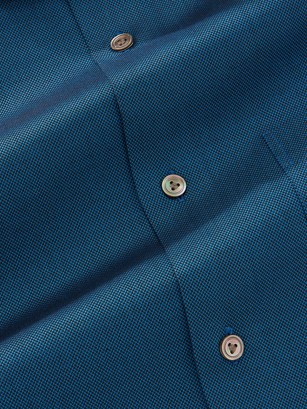 Marzeno Navy Solid Full Sleeve Single Cuff Tailored Fit Semi Formal Dark Two Ply Mercerized Cotton Shirt