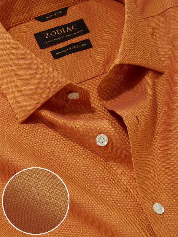 Marzeno Ochre Solid Full Sleeve Single Cuff Tailored Fit Semi Formal Dark Two Ply Mercerized Cotton Shirt