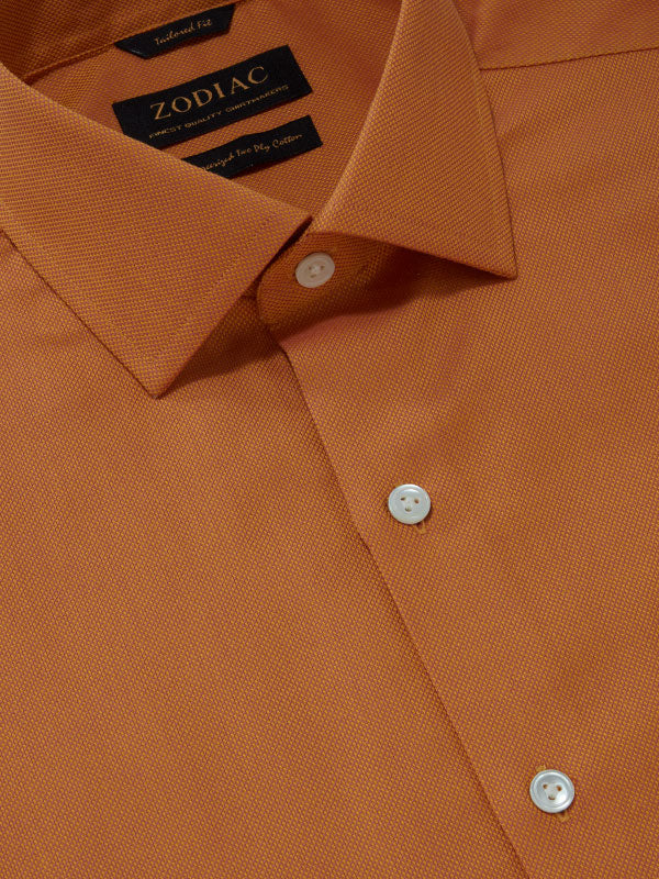 Marzeno Ochre Solid Full Sleeve Single Cuff Tailored Fit Semi Formal Dark Two Ply Mercerized Cotton Shirt