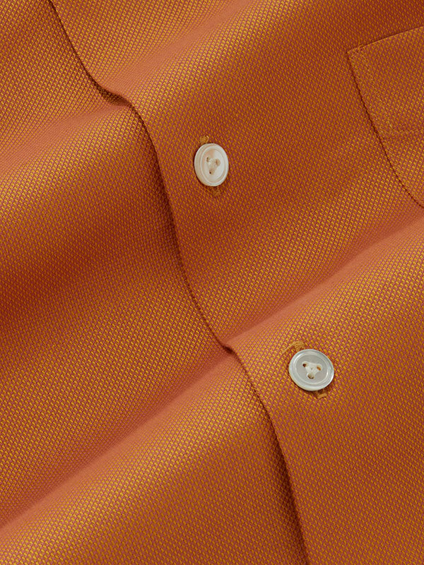 Marzeno Ochre Solid Full Sleeve Single Cuff Tailored Fit Semi Formal Dark Two Ply Mercerized Cotton Shirt