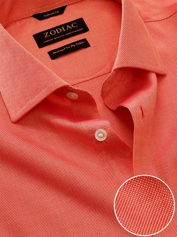 Marzeno Orange Solid Full Sleeve Single Cuff Tailored Fit Semi Formal Dark Two Ply Mercerized Cotton Shirt