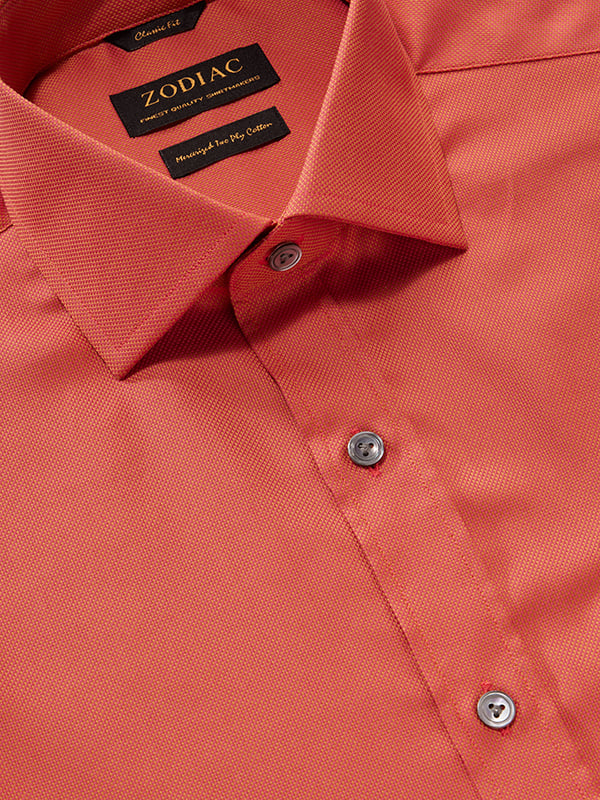 Marzeno Rust Solid Full Sleeve Classic Fit Semi Formal Dark Two Ply Mercerized Cotton Shirt