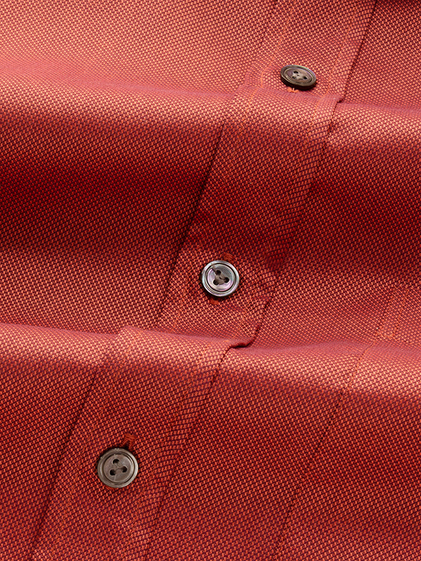 Marzeno Rust Solid Full Sleeve Classic Fit Semi Formal Dark Two Ply Mercerized Cotton Shirt