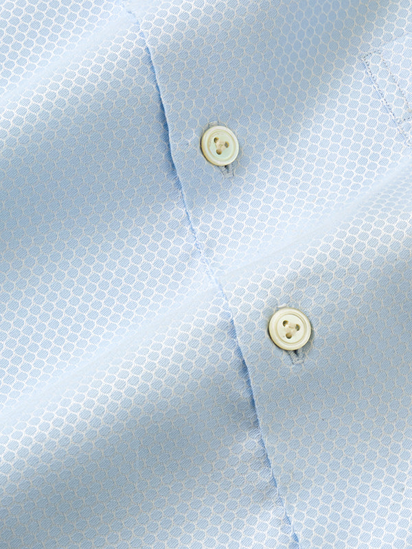 Matera Sky Solid Full Sleeve Double Cuff Tailored Fit Classic Formal Two Ply Mercerized Cotton Shirt