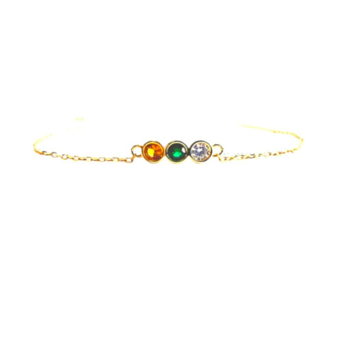 May birthstone bracelet in gold-plated sterling silver with citrine and lab-created emerald and diamond