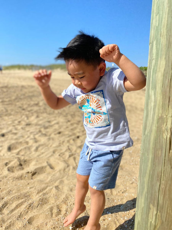 Me & Henry Bluepeter Ribbed Knit Shorts in Blue