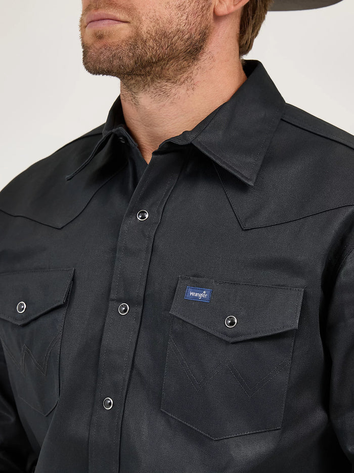 Mens Authentic Black Cowboy Cut® Work Shirt