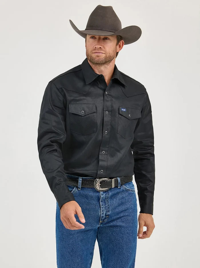 Mens Authentic Black Cowboy Cut® Work Shirt