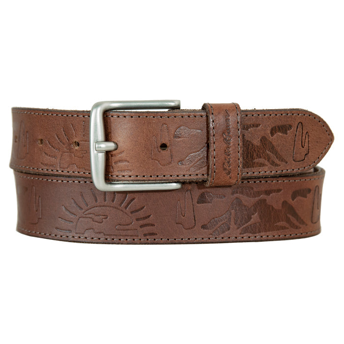 Debossed Eddie Bauer Logo Leather Belt-TAN-1