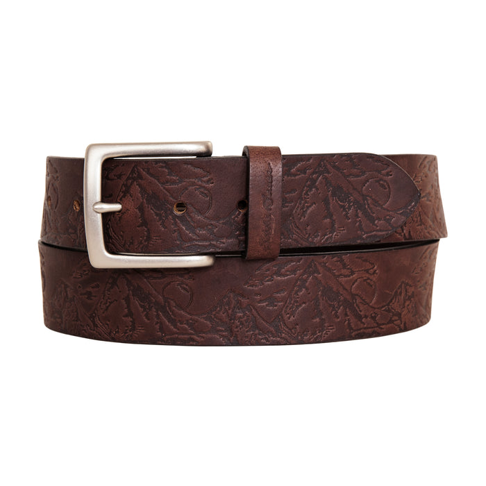 Debossed Live Your Adventure Leather Belt-Brown-1