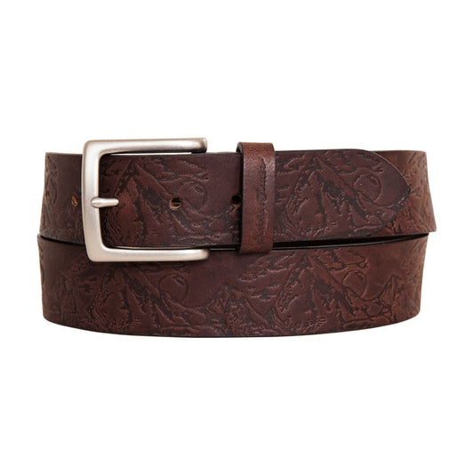 Debossed Live Your Adventure Leather Belt-Brown-1