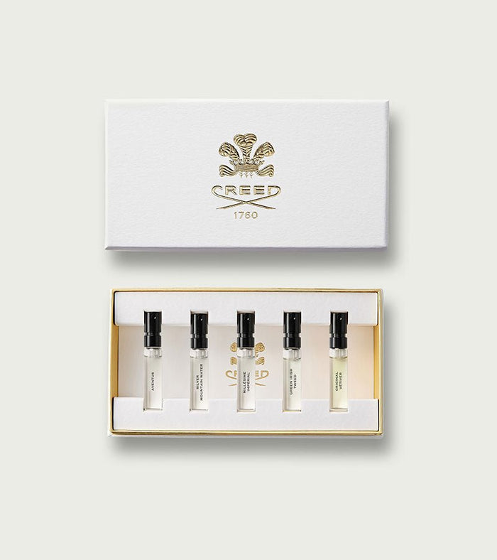 Men's Inspiration Creed Sample Set, 5 vials including Aventus - Flat Lay | Creed Fragrances