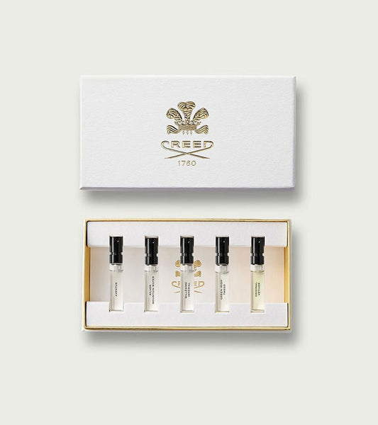 Men's Inspiration Creed Sample Set, 5 vials including Aventus - Flat Lay | Creed Fragrances