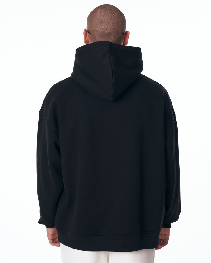 Men's Oversized Signature Detail Black Cordless Hoodie (5)