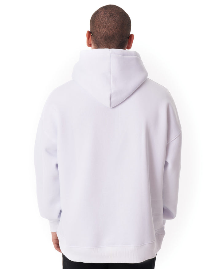 Men's Oversized Signature Detail White Cordless Hoodie (6)