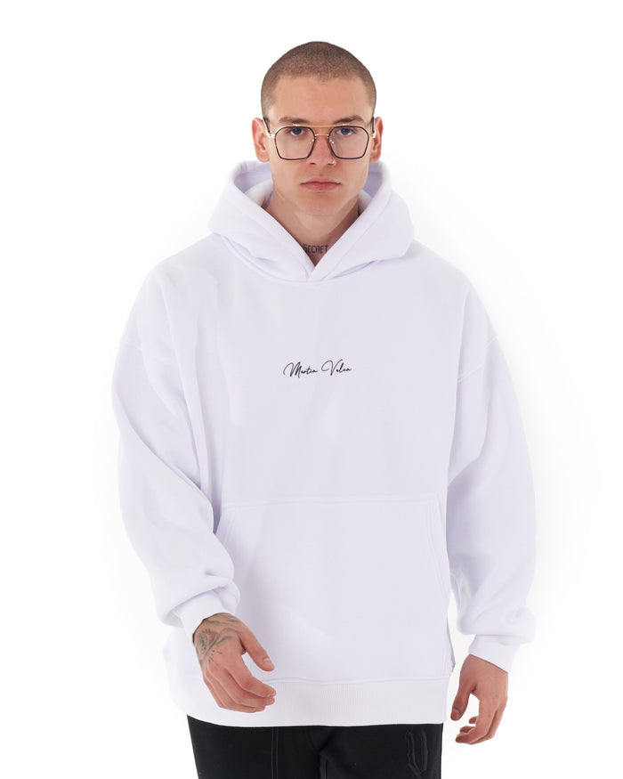 Men's Oversized Signature Detail White Cordless Hoodie (7)